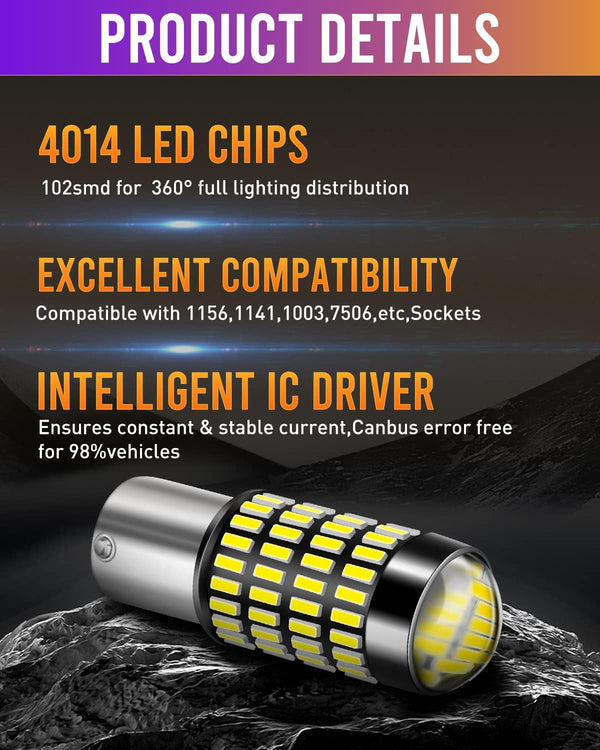 LUYED 1156 1141 LED Bulb 3400 Lumens Extremely Bright 1003 7506 BA15S P21W LED Light Bulbs for Backup Reverse Tail Turn Signal Lights,Xenon