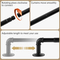 Industrial Curtain Rods for Windows 66 to 120 Inches, Blackout Wrap around Curtain Rod, for Indoor and Outdoor, 7/8 Inch Diameter, 95 to 150
