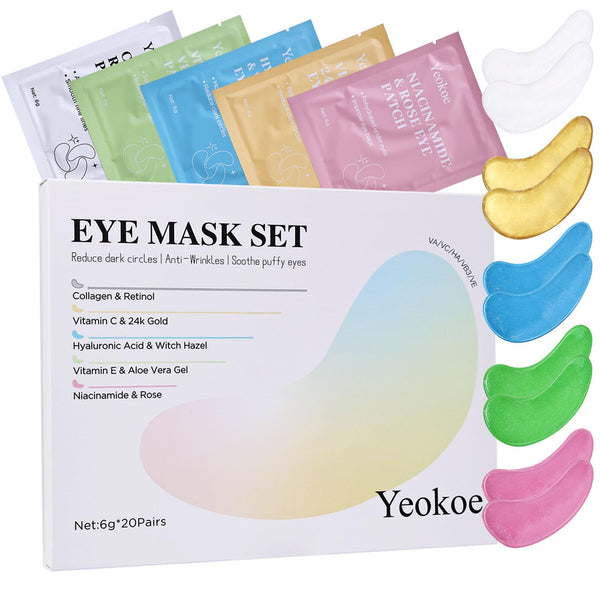 Under Eye Patches for Dark Circles,Eye Mask for Puffy Eyes with Collagen,Retinol,Vitmin C,Hyaluronic Acid and Niacinamide Face Masks Skincare Spa