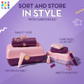 Caboodles Pretty in Petite Makeup Box, Hard Plastic Organizer Box, 2 Swivel Trays, Fashion Mirror, Secure Latch for Safe Travel