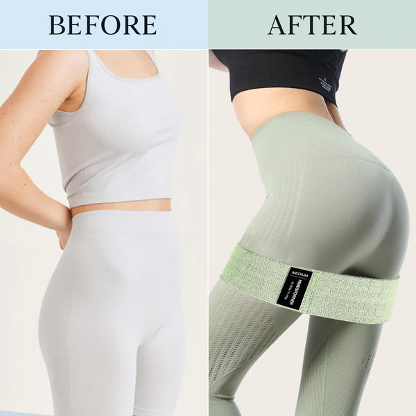 Wide Fabric Resistance Bands for Working Out, 3 Level Non-Slip Exercise Booty Bands for Women & Men Leg and Glutes with Hair Ties and Tape Measure