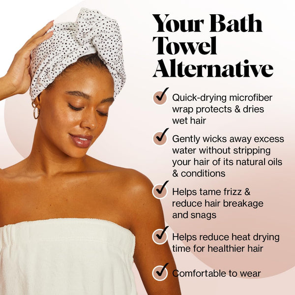 Kitsch Microfiber Hair Towel Wrap for Women - Microfiber Towel, Super Absorbent, Quick Dry, Anti-Frizz - for Long and Short Hairs, Turbans for