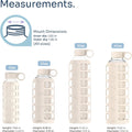 Purifyou 40/32/22/12 Oz Borosilicate Glass Water Bottles with Volume Markers, Silicone Sleeve, Stainless Steel Lid, Reusable Bottle for Water,