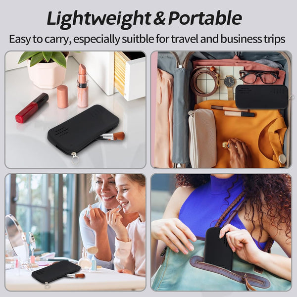 Silicone Makeup Brush Holder and Makeup Sponge Holder Set, Blender Case Organizer, Powder Puff Case with Sponge & Brushes for Travelling(Black 7 Pcs)