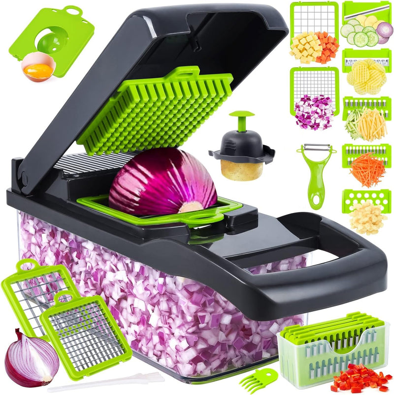 Vegetable Chopper, Pro Onion Chopper, 14 in 1Multifunctional Food Chopper, Kitchen Vegetable Slicer Dicer Cutter,Veggie Chopper with 8