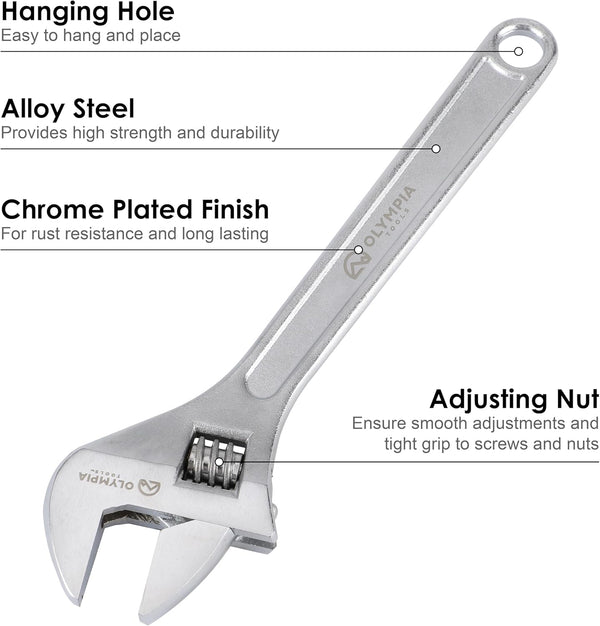 Olympia Tools 01-012 12" Adjustable Wrench 12-Inch