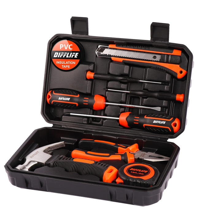 Tool Sets Household Tool Kit, 14-Piece General Home/Auto Repair Tool Set with Hammer, Pliers, Screwdriver Set and Toolbo