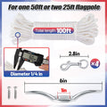 PAMASE Flag Rope and Clips Kit - 100Ft Flag Pole Rope Halyard with Cleat Hook & 4 Pcs Swivel Snap Clips for Flagpoles up to 50Ft, Outdoor Porch