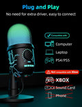 Gaming Microphone, USB Computer Microphone for PC, Mac, PS4/5, Condenser Podcast Mic for Studio Recording, Youtube, Streaming, with Headphone