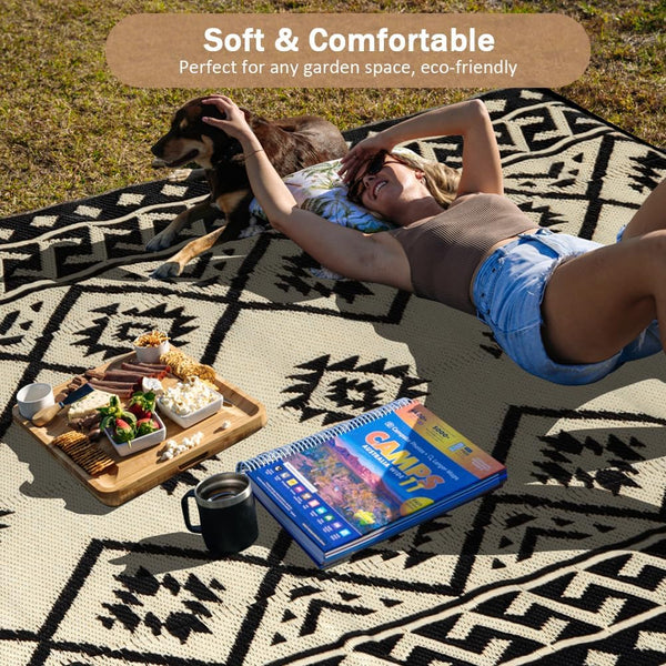 LILIOFFIC Outdoor Rugs - Reversible Mats, 5'X8' Plastic Straw Rug for Patio Waterproof, Indoor Outdoor Area Rug Carpet for Outside, RV,