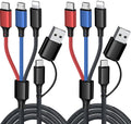 Puxnoin Multi Charging Cable 5 in 1, 2Pack 4FT USB C Multi Charger Cable Universal Multiple Charging Cord with USB C/Micro USB Connectors for Most