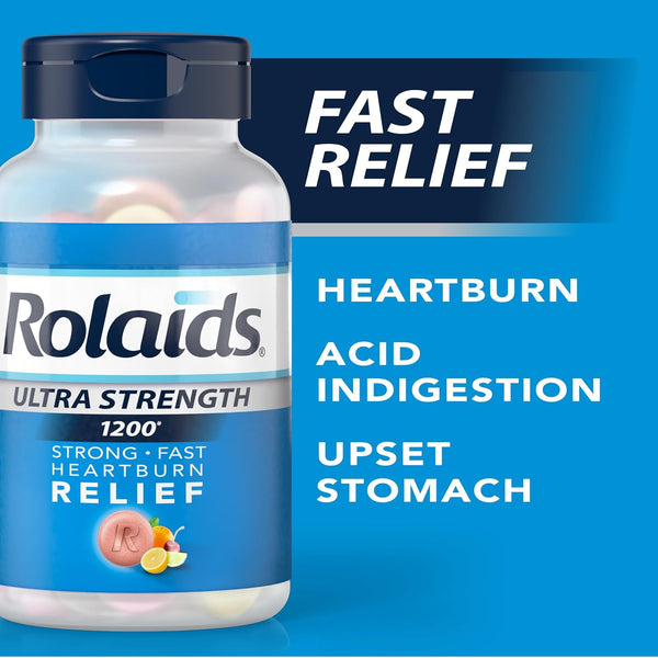 Chattem Inc. Rolaids Ultra Strength Antacid, 72 Chewable Tablets, Assorted Fruit, Ultra Strength Heartburn Relief