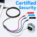 Travel 4 in 1 Multi Charging Cable for Apple Watch, Magnetic Wireless Charger, Braided USB C/Lightning/Micro Port for Iwatch Series
