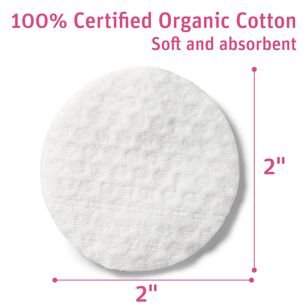 Simply Soft Premium Organic Cotton Rounds, 100 Count (Pack of 3), 100% Cotton Pads, Certified Organic, Hypoallergenic, Soft & Absorbent for