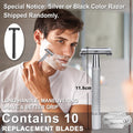 Shaving Kit for Men, Include Safety Razor, Sandalwood Cream, Aftershave, Pre Shave Oil, Shaving Brush and Bowl, Shaving Apron Bib -Unique Gifts