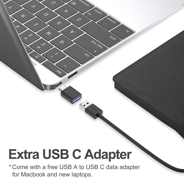 External CD/DVD Drive for Laptop, USB 3.0 CD Burner +/-RW CD ROM External DVD Drive Portable DVD Player for Laptop Desktop PC Apple Mac Windows
