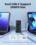 USB C Charging Station 55W,6-Port USB Charger for Multiple Devices,Usb C Fast Charging Hub Compatible with Iphone/Android/Samsung/Tablet,Etc