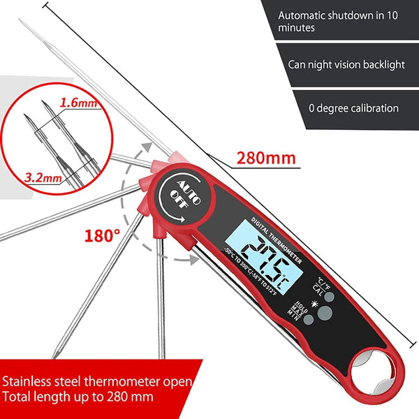 Meat Thermometer Digital, Instant Read Food Thermometer for Grilling and Cooking, Waterproof Kitchen Probe with Backlight for Home, Outdoor