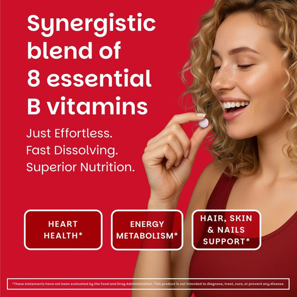 EZ Melts Dissolvable Vitamin B-Complex with Methyl B12 and Methyl Folate, Sugar-Free, 2-Month Supply