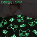 Jekeno Glow in the Dark Gaming Blanket Gamer Game Controller Throw Gift Toys for Kids Boys Teen Son Adults Gamepad Presents Easter Birthday