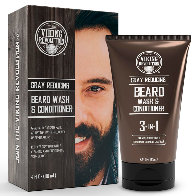 Viking Revolution Men'S Beard Dye - Dark Brown, Grey Reducing Shampoo & Conditioner (4 Oz)