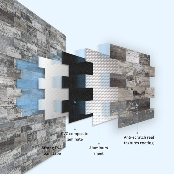 Art3D 5-Sheet (Pack of 5) Wall Panel Wood, Green
