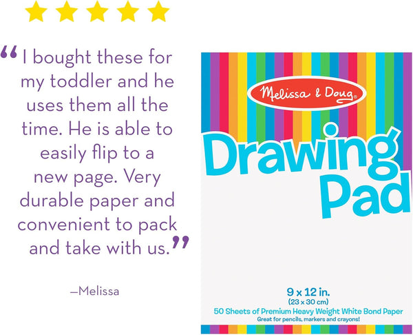 Melissa & Doug Drawing Paper Pad (9 X 12 Inches) - 50 Sheets, 3-Pack - FSC Certified