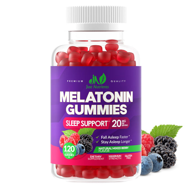 Melatonin 20Mg Gummies for Adults (120 Count) - Maximum Strength Sleep Aid with 10Mg of Melatonin per Gummy - Gluten-Free, Non-Gmo, Vegetarian,