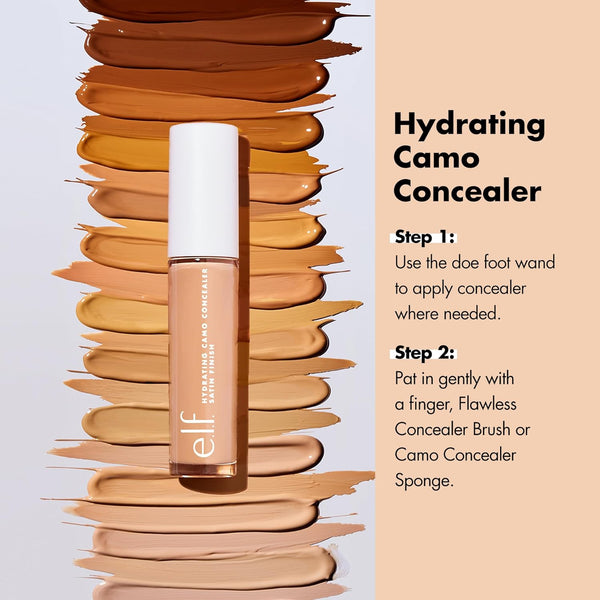 E.L.F. Hydrating Camo Concealer, Covers Blemishes & Under-Eye Circles, Full-Coverage & Delivers a Satin Finish, Vegan & Cruelty-Free, Fair Beige
