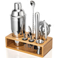 Cocktail Shaker Set, Mixology Bartender Kit 10-Piece Bar Tool Set with Stylish Bamboo Stand, Bar Kit: Matini Shaker Mixing Spoon Muddler Jigger