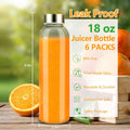 Zukro Glass Juice Bottles with Lids for Juicing 18 Oz, Reusable Clear Glass Water Bottles with Stainless Steel Airtight Cap for Refrigerator, 100%