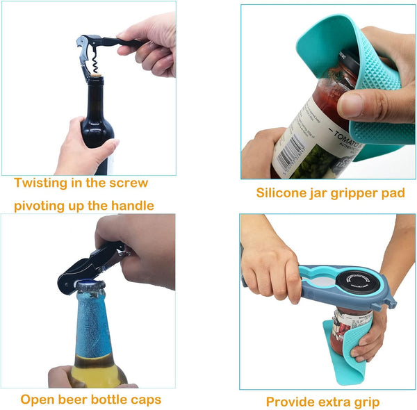 Otstar Latest Jar Opener for Seniors with Arthritis, Weak Hands, Multi-Function Bottle Opener with Non Slip Rubber Jar Opener Gripper Pad and