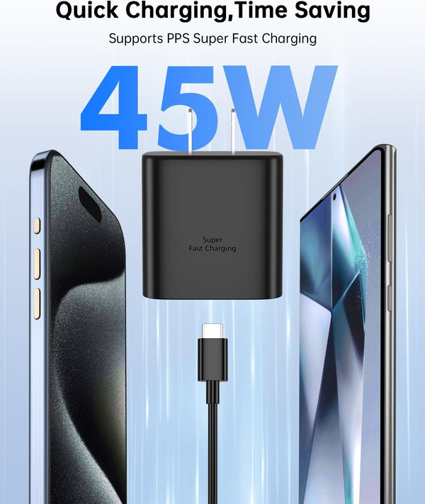 45W Super Fast Charger Type C with 10FT USB C Charger for Sam-Sung Galaxy S25 Ultra/Galaxy S24/S23 Ultra/S24/S24/S23/S22 Note S10/S9/S8, Galaxy