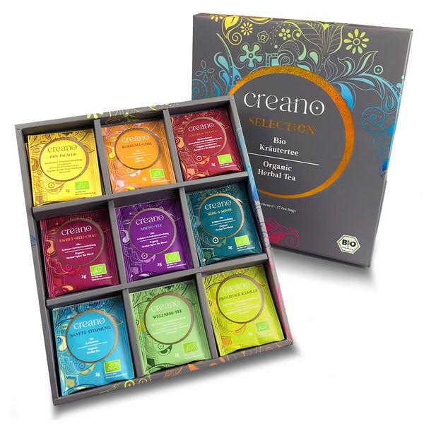 Creano Organic Herbal Tea Sampler Gift Set - Tea Gift Box - 27 Organic Tea Bags in 9 Different Varieties 54 g 27pcs Herbal Tea