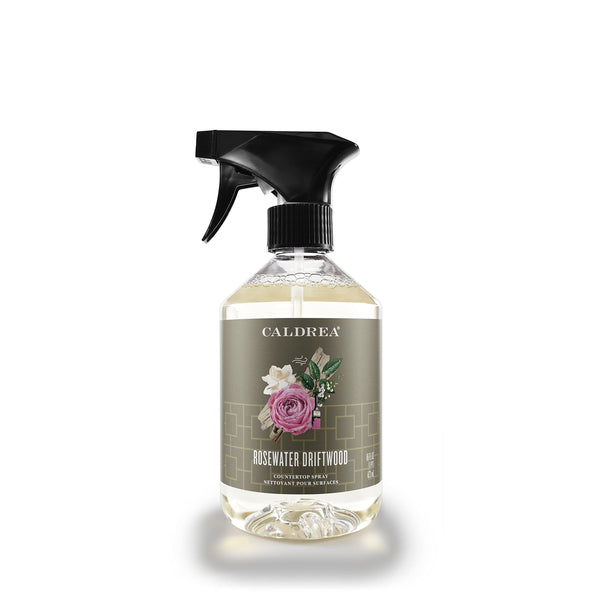 Caldrea Multi-Surface Countertop Spray Cleaner, Made with Vegetable Protein Extract, Rosewater Driftwood Scent, 16 Oz