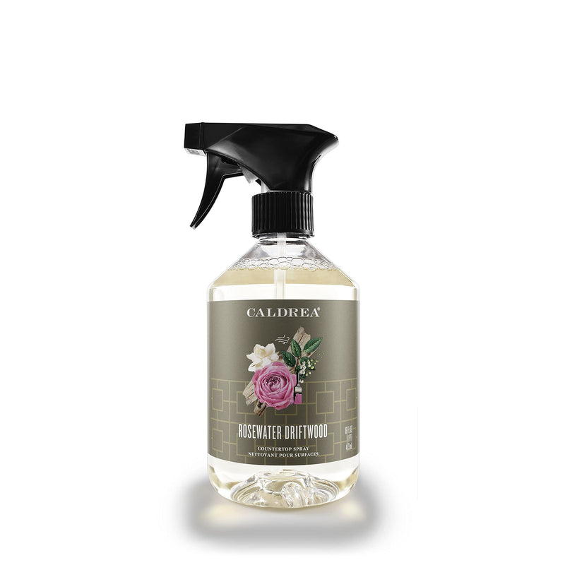 Caldrea Multi-Surface Countertop Spray Cleaner, Made with Vegetable Protein Extract, Rosewater Driftwood Scent, 16 Oz