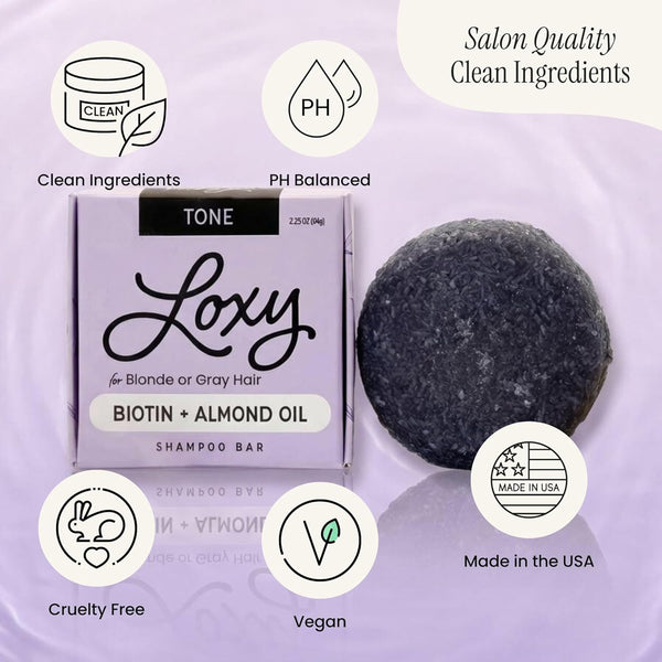 Naturel Purple Toning Shampoo Bar, Blonde or Grey Hair Toning Shampoo Bar with Biotin and Almond Oil, Vegan, Zero Waste, Cruelty Free, Made in USA