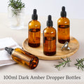 4 Pack, 100Ml Dropper Bottles with 2Pcs Glass Pipettes(1Ml) - Essential Oils Bottles for Health, Personal Care & Beauty - 3.4Oz Thick Dark Amber
