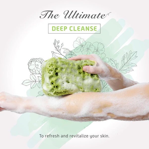 Spongentle Deep Cleansing Dual Texture Body Loofah Sponge, Vacuum Sealed, for Bath and Shower, for Gentle and Deep Exfoliation, Generous and Rich