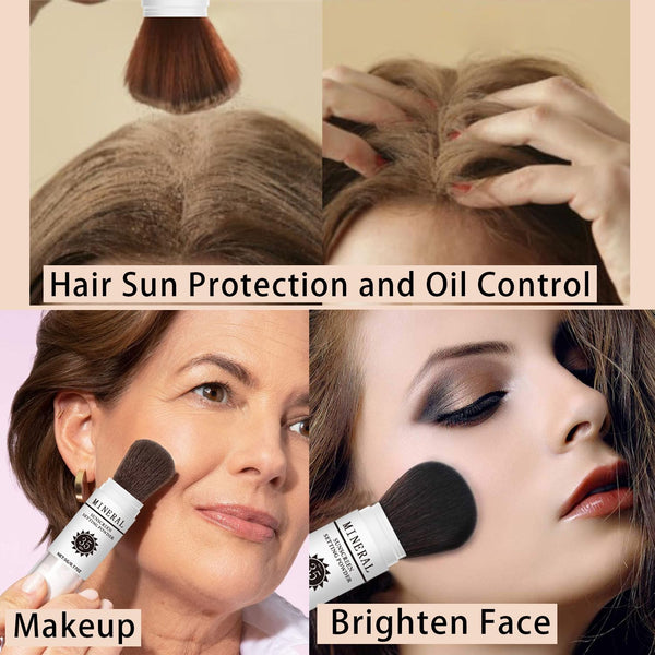 Sunscreen Setting Powder SPF 35, Mineral Brush Powder for Face & Scalp, Oil Control Natural Matte Finish Loose Powder Translucent Lasting