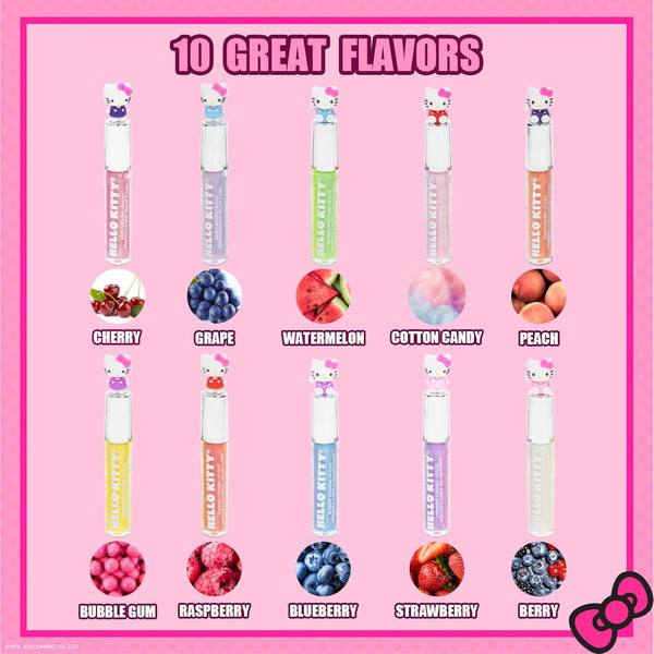 Hello Kitty 10 Piece Plant Based Lip Gloss, Girls Party Favors, First Makeup Set for Girl, Perfect for Parties, Sleepovers, and Birthday Gifts,
