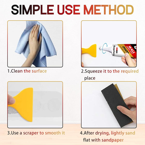 Sugelary Drywall Patch Repair Kit with Scraper, Wall Spackle Paste, Mending Agent Quick and Easy Solution to Fill The Holes for Home Wall, Plaster