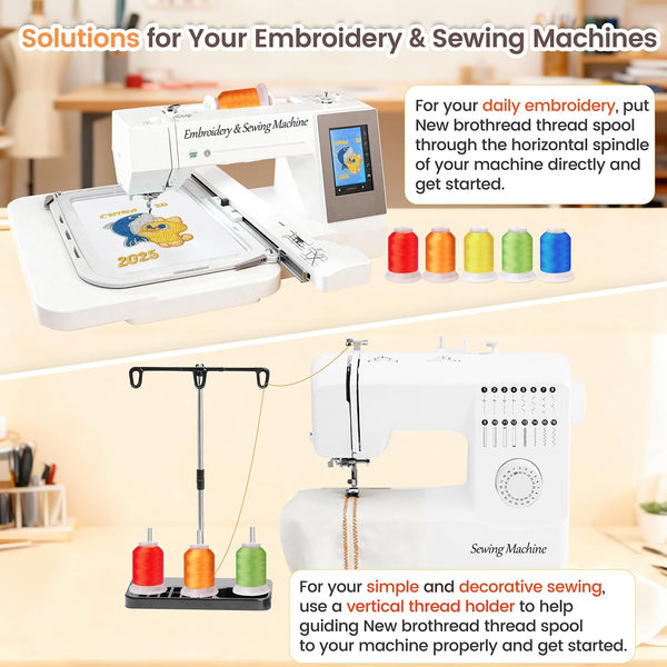 New Brothread 40 Brother Colors Polyester Embroidery Machine Thread Kit 500M (550Y) Each Spool for Brother Babylock Janome Singer Pfaff Husqvarna