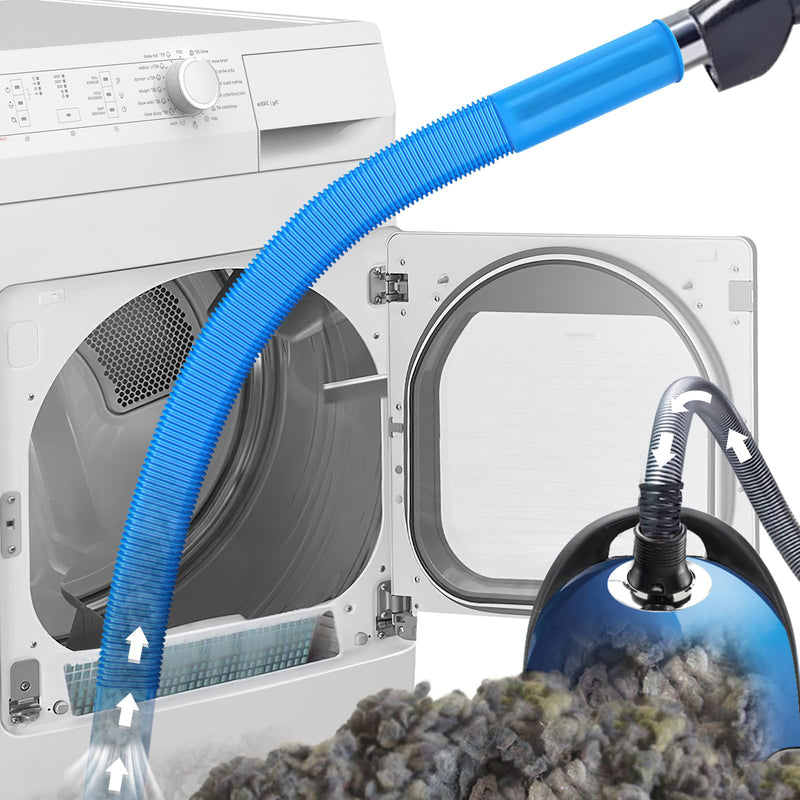 Dryer Vent Cleaner Kit Dryer Lint Vacuum Attachment with Stretch Universal Connector, Dryer Vent Cleaning Tool Vacuum Hose Lint Remover, Blue