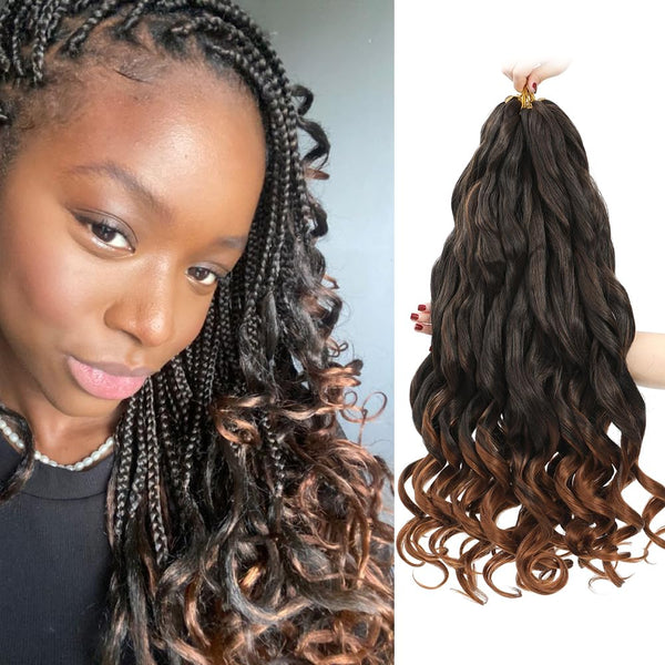 French Curly Pre-Stretched Braiding Hair 12 Inch 8 Packs - Bouncy Loose Wavy Synthetic Extensions for Black Women (1B/30)