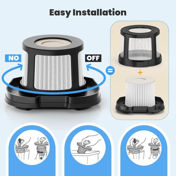 4 Pack 2284W Vacuum Replacement Filter for Bissell Pet Hair Eraser Filter Hand Vacuum 2284W 2390 2389 2390A, Compare to Parts # 1614212 1614203