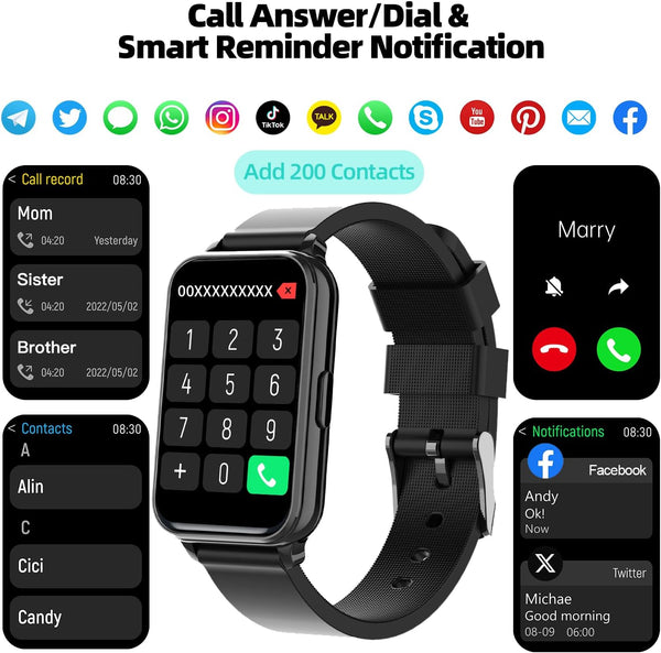 Smart Watch Fitness Tracker Make/Answer Calls for Women Men with Heart Rate Blood Oxygen Sleep Monitor Sports Modes Step Calorie Counter IP68
