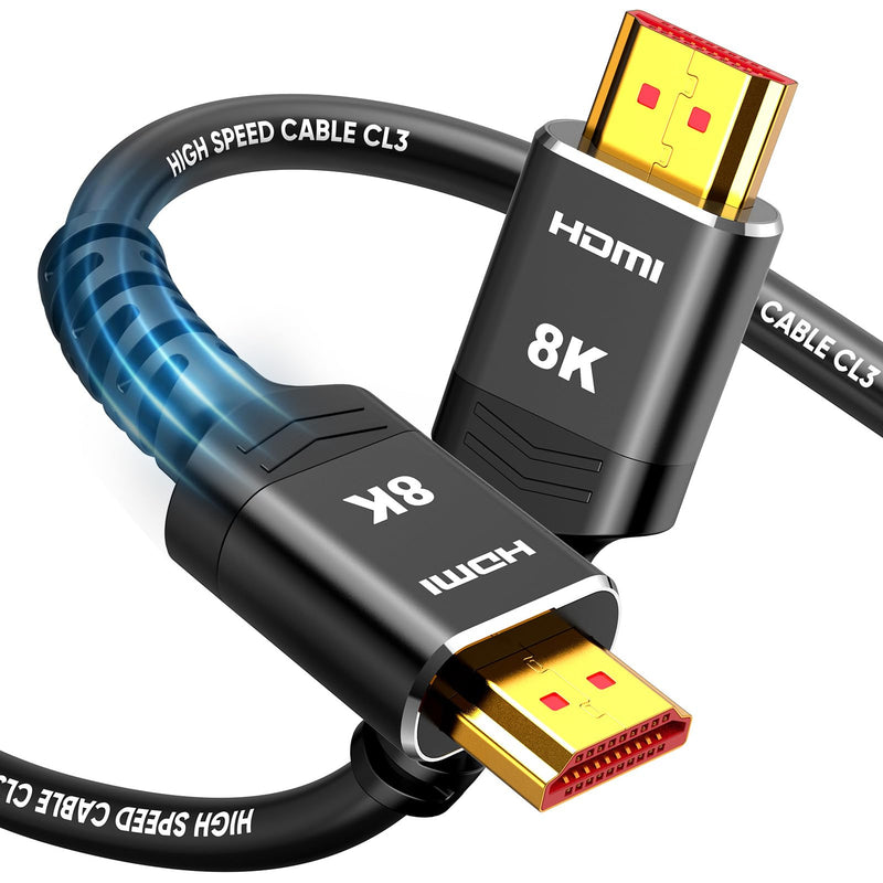 Highwings HDMI Cable 15 FT Long, 4K 8K 10K HDMI 2.1 Cord Ultra High Speed [In-Wall CL3 Rated, 8K@60Hz 4K@120Hz Video 48Gbps], Fit, Durable,