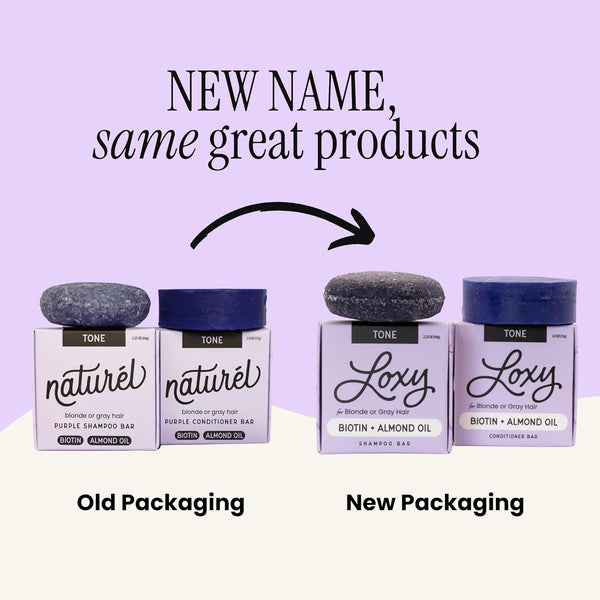 Naturel Toning Purple Shampoo and Conditioner Bar Set with Biotin for Blonde or Grey Hair, Shampoo Bar and Conditioner Bar for Blonde or Grey