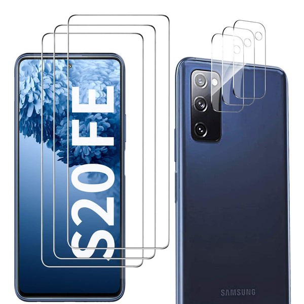 Galaxy S20 FE Screen Protector and Camera Protector, [3 Screen Protectors+3 Camera Protectors][Support Fingerprint] Tempered Glass Screen